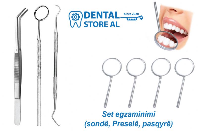  Set Sonde Presel Pasqyrë per klinika dentare, Instrumente të vogla dhe aksesorë ndihmës per klinika dentare, Koka pasqyre per klinika dentare, Pasqyrë formë dhëmbi per klinika dentare